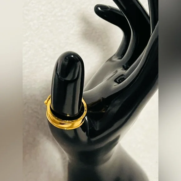 HERMES Gold Plated Belt Buckle Scarf Ring - Vintage - Picture 9 of 14